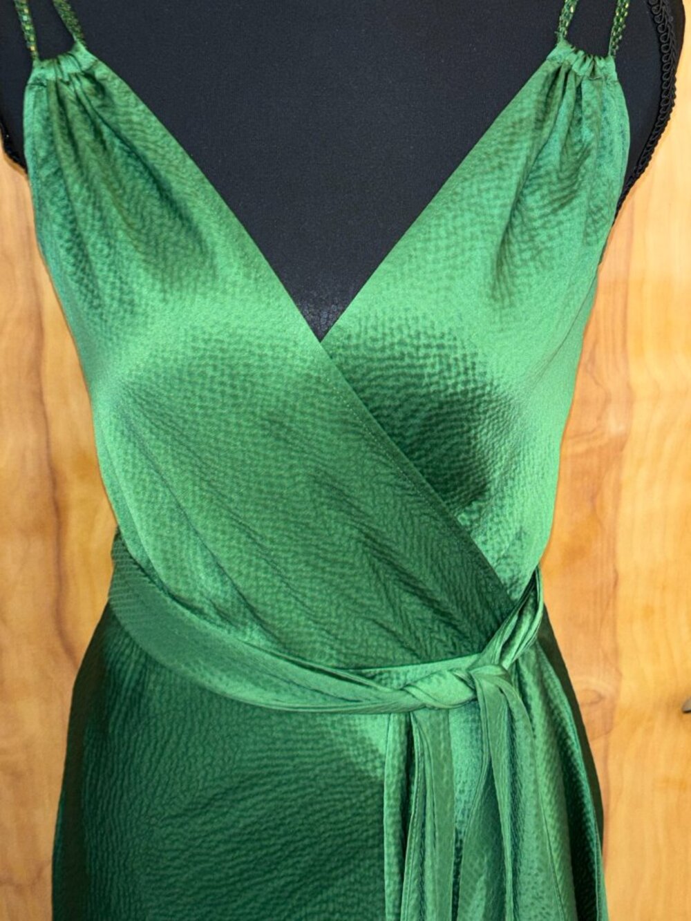 BCBGMaxAzria Emerald Green Wrap Gown Size XS